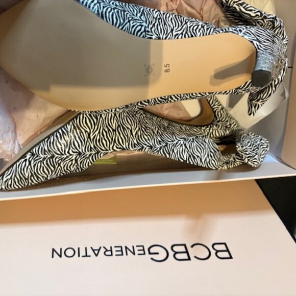 BCBGeneration heels feature a striking black-and-white zebra print - Picture 2 of 4